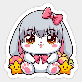 Cute Bunny With Anime Style Sticker